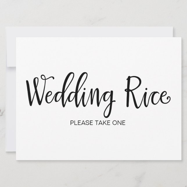 Wedding Rice Send Off Table Sign Invitation (Front)