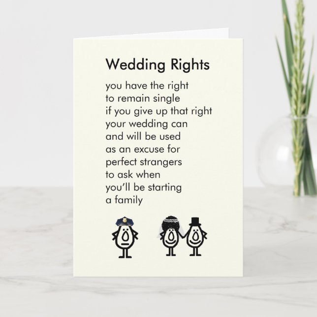 Wedding Rights - A wedding congratulations poem Card (Front)