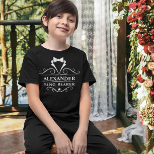 Wedding Ring Bearer Tuxedo Tie Black T-Shirt