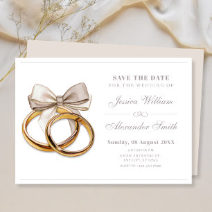 Wedding ring bow elegant wedding save the date