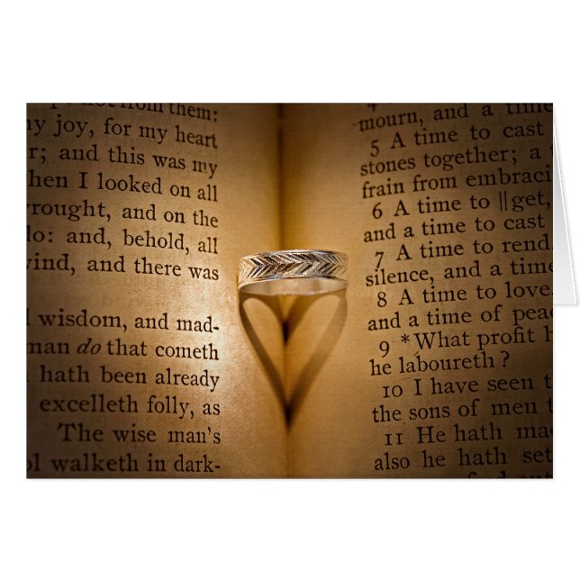 Wedding Ring Heart shadow on Bible (Front Horizontal)
