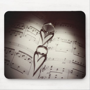 Wedding Ring Hearts Music Mouse Mat