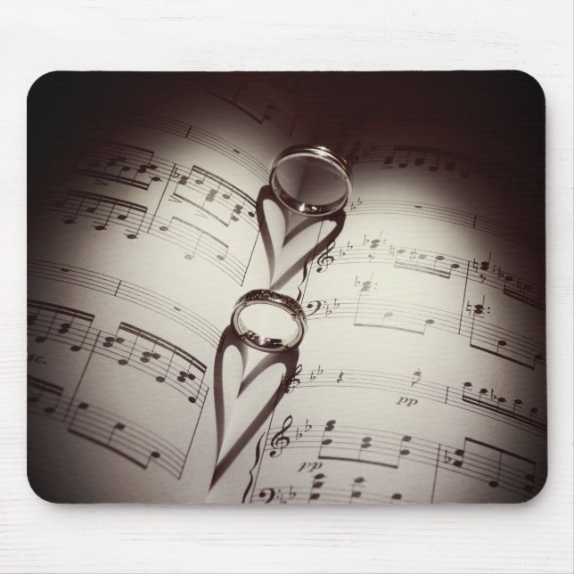 Wedding Ring Hearts Music Mouse Mat (Front)