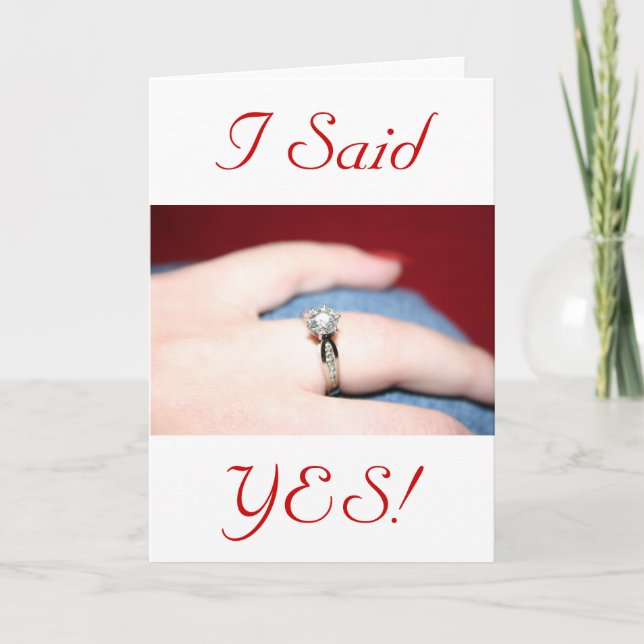 Wedding Ring  I Said Yes Card In White (Front)