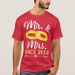 Wedding Ring Married Mr & Mrs Since 2014 Happy Hus T-Shirt
