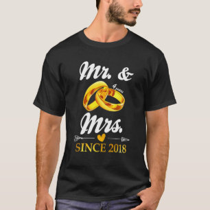 Wedding Ring Married Mr & Mrs Since 2018 Couple 4 T-Shirt