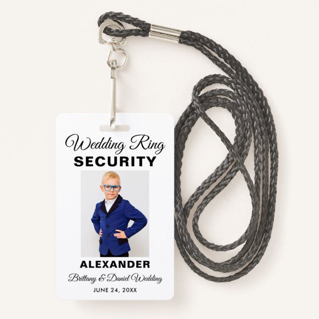Wedding Ring Security Photo Choose Your Colours ID Badge (Front with Lanyard)