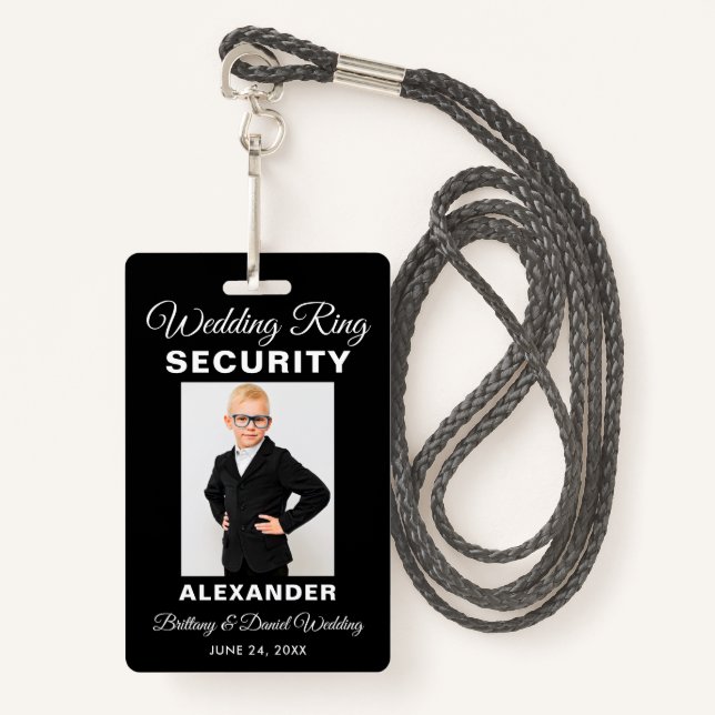 Wedding Ring Security - Pick Colour - Lanyard ID Badge (Front with Lanyard)
