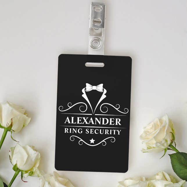 Wedding Ring Security Tuxedo Tie ID Badge (Customize to change text size, style or color.)