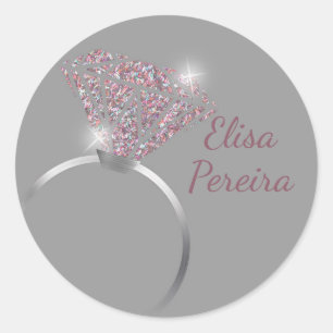 Wedding ring sticker, bridal shower sticker, label