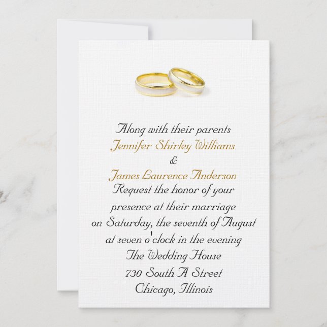 Wedding Ring Wedding Invitation (Front)