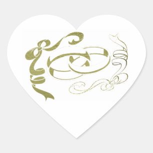 Wedding Rings and Bows Art Heart Sticker