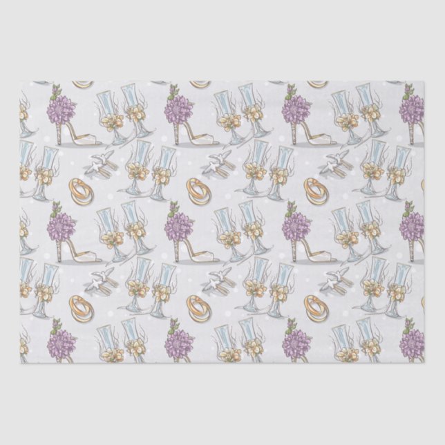 Wedding Rings And Champagne  Tissue Paper (Front)