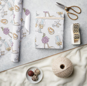Wedding Rings And Champagne  Wrapping Paper