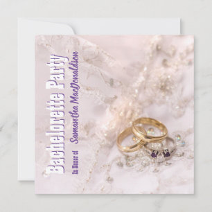 Wedding rings and dress bachelorette party invitation