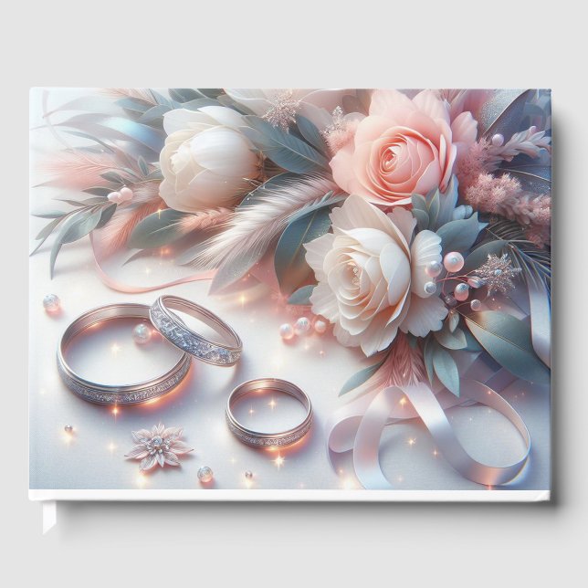 Wedding Rings and Flowers Guest Book (Front)