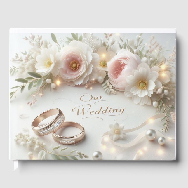 Wedding Rings and Flowers Guest Book (Front)