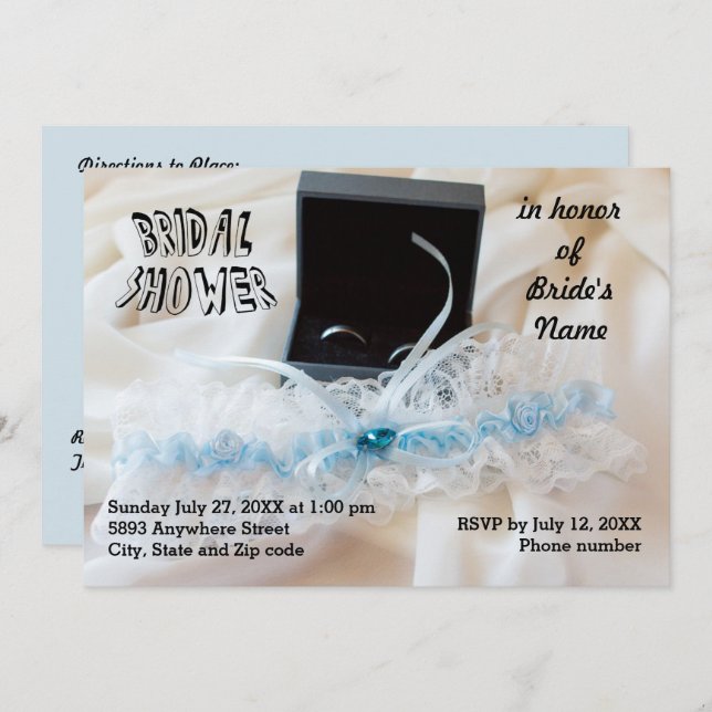 Wedding Rings and Garter Belt Bridal Shower Invite (Front/Back)