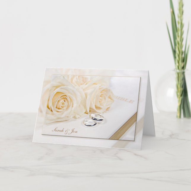 Wedding Rings and Roses Card (Front)