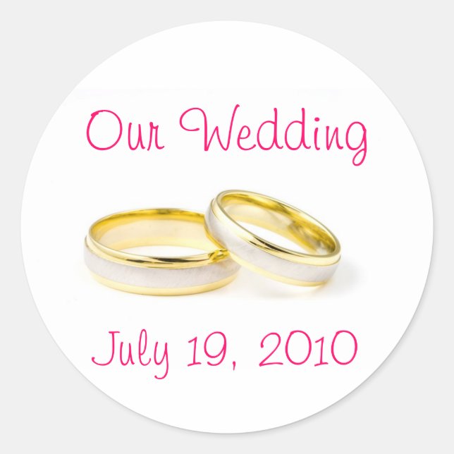 Wedding Rings Classic Round Sticker (Front)