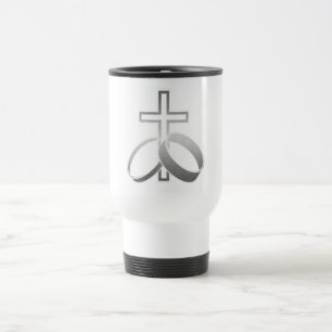 Wedding Rings & Cross for Wedding and Anniversarys Travel Mug