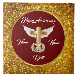 Wedding Rings Customise Gold Cross Anniversary Tile