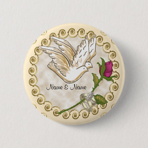 Wedding Rings Dove custom name pin button