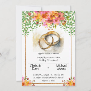 Wedding Rings Elegant White Wedding Invitation