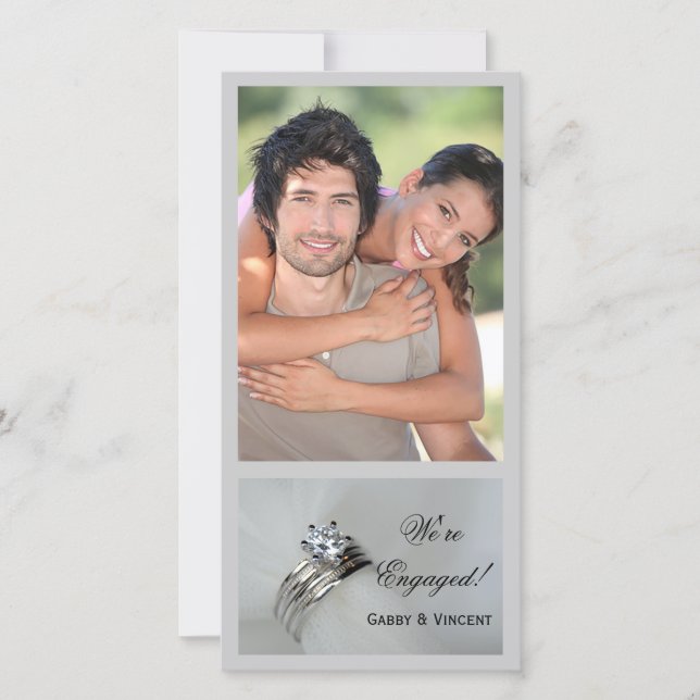Wedding Rings Engagement Announcement Photo Card (Front)
