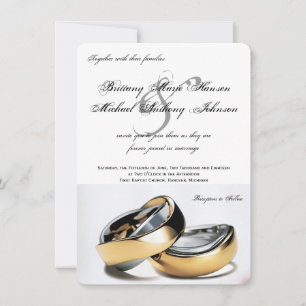 Wedding Rings Gold & Silver Wedding Invitation