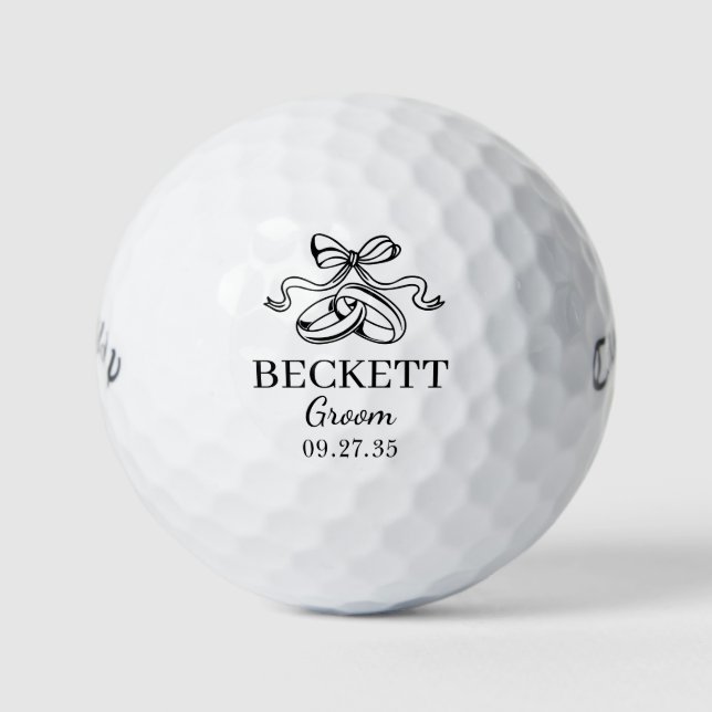 Wedding Rings Groom Golf Balls (Front)