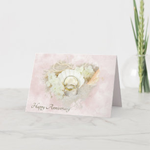 Wedding Rings in Seashell Anniversary  Card