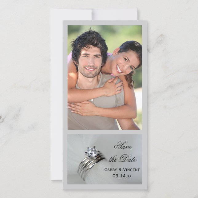 Wedding Rings Marriage Save the Date Announcement (Front)