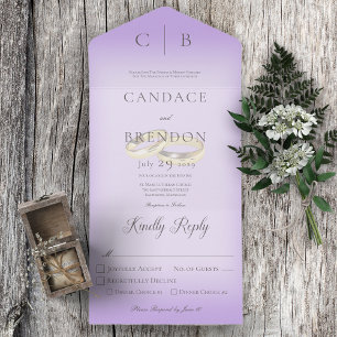 Wedding Rings Modern Lavender Dinner All In One Invitation