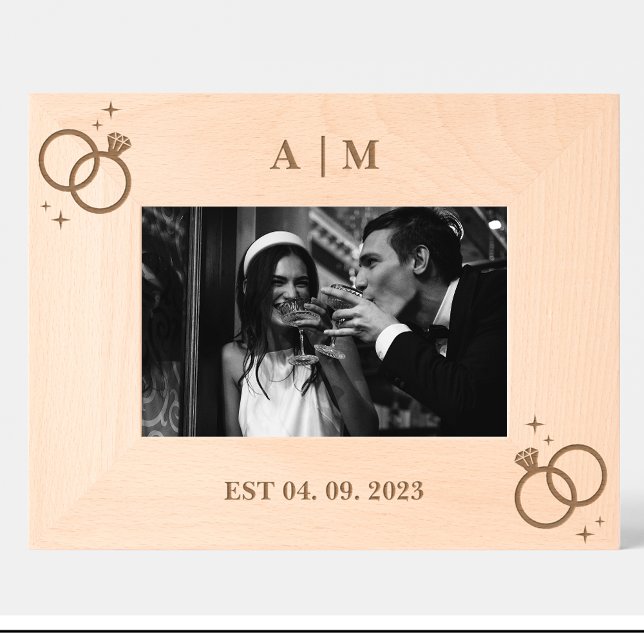 Wedding Rings Monogram Custom Wood Frames (Creator Uploaded)