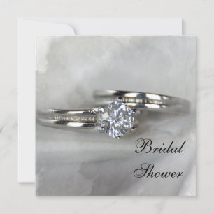 Wedding Rings on Grey Bridal Shower Invitation