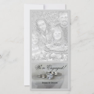 Wedding Rings on Grey Engagement Announcement