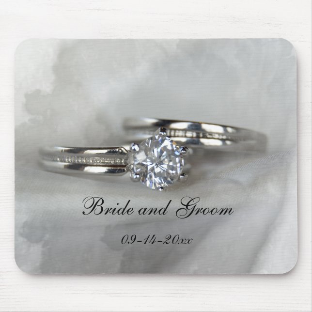 Wedding Rings on Grey Mouse Mat (Front)