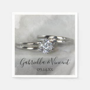 Wedding Rings on Grey Napkin