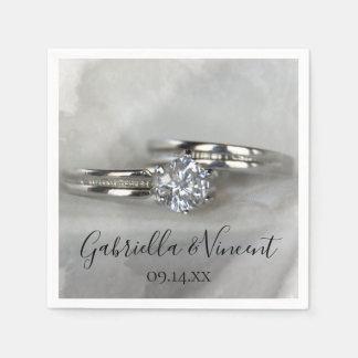 Wedding Rings on Grey Napkin