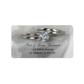 Wedding Rings on Grey Return Address Labels