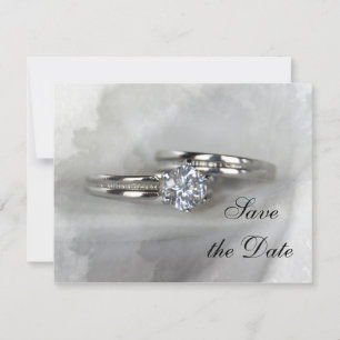 Wedding Rings on Grey Save the Date
