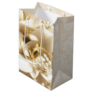 Wedding Rings On Magnolia Flower Medium Gift Bag