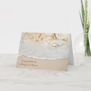 Wedding Rings on Rose Petal Card