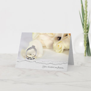 Wedding Rings on Rose Petal Congratulations Card