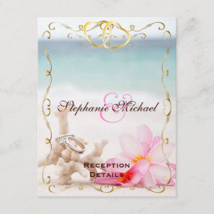 Wedding Rings On The Beach Reception Card