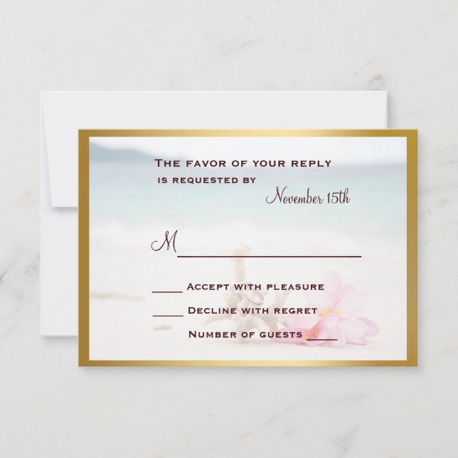 Wedding Rings On The Beach RSVP Card (Front)
