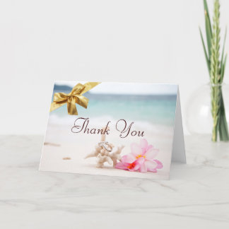 Wedding Rings On The Beach Thank You Card