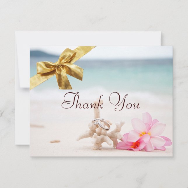 Wedding Rings On The Beach Thank You Card2 (Front)