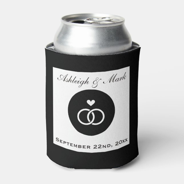 Wedding Rings Personalised Wedding Can Cooler (Can Front)
